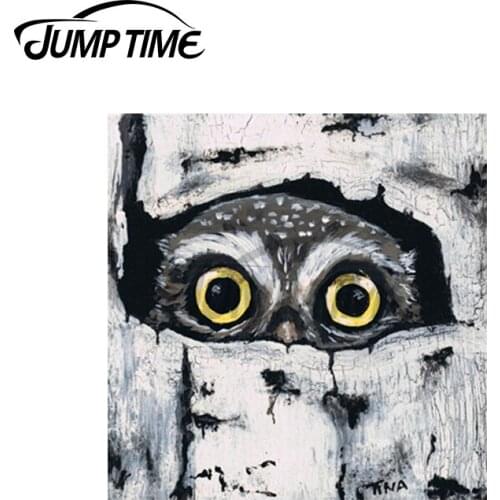 Jump Time 13 x 10.4cm For Owl Peeking Out of Tree Vinyl Car Sticker Scratch-Proof Motocycle Windows Waterproof Vinyl Decal