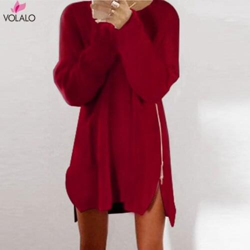 Knitting Muti Colors Sweater Dress Women Sexy Side Split Bodycon Dress Solid Long Sleeve Dress Winter Vestido De Festa 2020