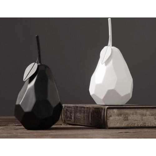 Fun abstract art fruit modeling resin statue furnishings Mini Creative black and white pear craft decoration