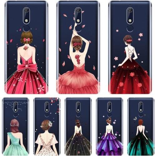 TPU Back Cover For Nokia 2.1 3.1 5.1 6.1 7.1 Figure Girl Flower Silicone Soft Case For Nokia 7.1 6.1 5.1 3.1 2.1 Plus Phone Case