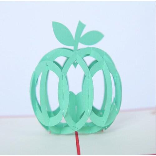 10pcs 3D Creative Green Apple Handmade Kirigami Origami Wedding Party Invitation Cards Greeding Birthday Postcard