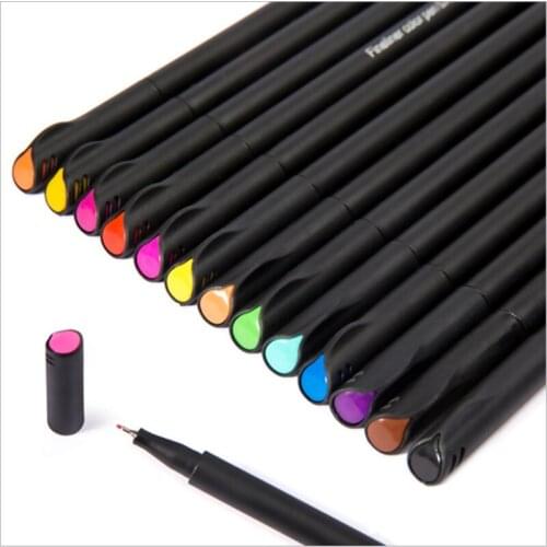 12/24 Colors Sketching Drawing Art Marker Pen Hook Fiber Fine liner pen Ink color Student school office Gel pen