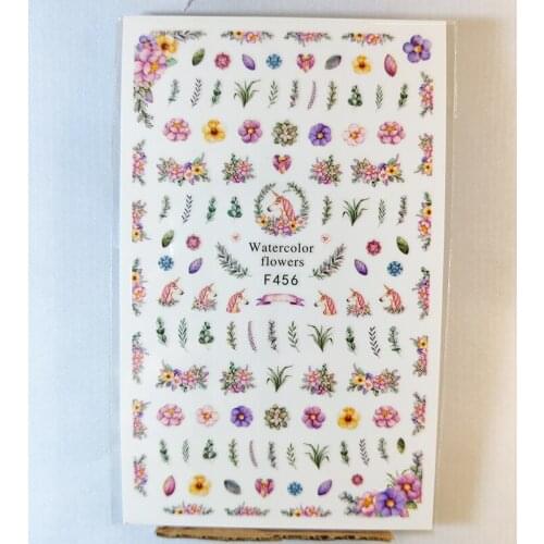 3D Nail Sticker Interesting Design Nail Foil Unicorn Color Flowers Grass Self-Adhesive Sticker for Manicure Nail Art Decoration