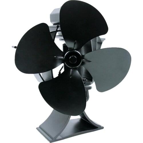 4 Blades Heat Powered Stove Fan Log Wood Burner Ecofan Quiet Black Home Fireplace Fan Efficient Heat Distribution
