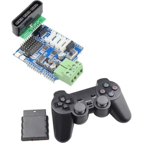 Wireless Gamepad for PS2 Controller+ 4 Channels Motor Driver Servo Expansion Board for Arduino UNO R3 Mecanum Wheel Robot