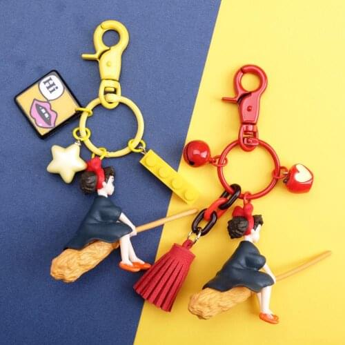 Japanese Hayao Miyazaki Anime Kikis Delivery Service Keychain RIng Kiki Figure Model PVC Doll Xiaomei Keyrings for Backpack DIY