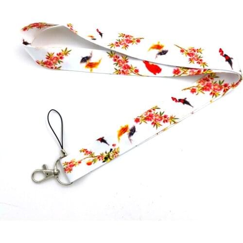 Animal Goldfish Flower Paiting Keychain Lanyards For Keys Cameras USB Gym ID Card Badge Holder Neck Strap Hang Rope with Keyring