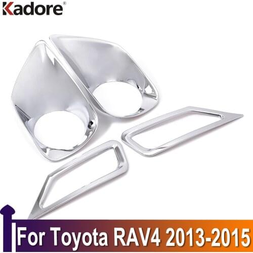 For Toyota RAV4 RAV 4 2013 2014 2015 ABS Chrome Front Rear Foglight Fog Light Lamp Cover Trim Frame Sticker Exterior Accessories