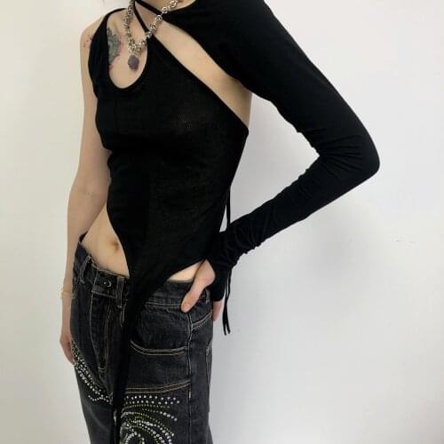 Custom-dyed fabric two-piece vest, diagonal sling, bottom sleeve, irregular top