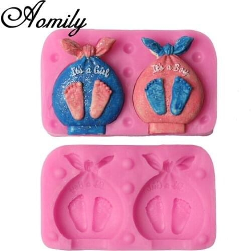 Aomily Baby Footprints Shape Cake Molds Silicone Mold Fondant Mold Birthday Cake Decorating Tools Chocolate Baking Accessories