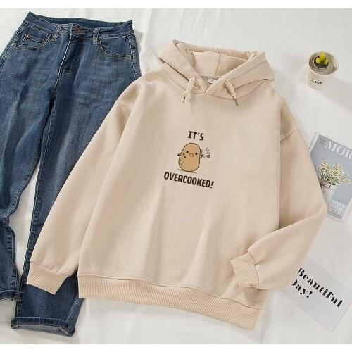 Harajuku Kawaii Clothes Hooded Sweatshirt Womens Jacket Female Sweatshirt Potato Print Winter Pullover Fashion Tops 2021 Women