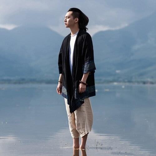 Kimono cardigan men Japanese obi male yukata mens haori Japanese samurai clothing traditional Japanese clothing FF001