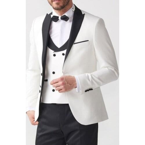 Classic slim Groomsmen Peak Lapel Groom Tuxedos Men Suits Wedding/Prom Best Man Blazer ( Jacket+Pants+Tie+Vest) A233