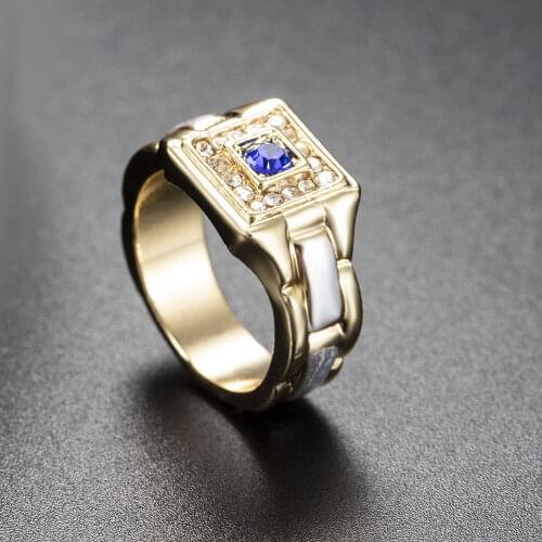 Watch Shaped Rings for Men Creative Enganement Wedding Band Ring Gold Men Party Rings with Size 6-13 Male Fashion Trendy Jewelry