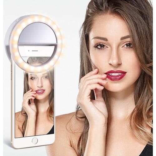 Clip Selfie Ring Light for Photography 36 LED USB Charger Round Shape Makeup Selfie Light For IPhone X 8 ipad Smartphone Camera