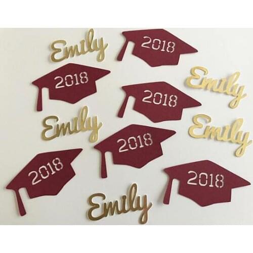 Custom Caps and Name Class of 2018 Diplmoas graduation Confettis school reunion Table decor scrapbook scatters party decoartions