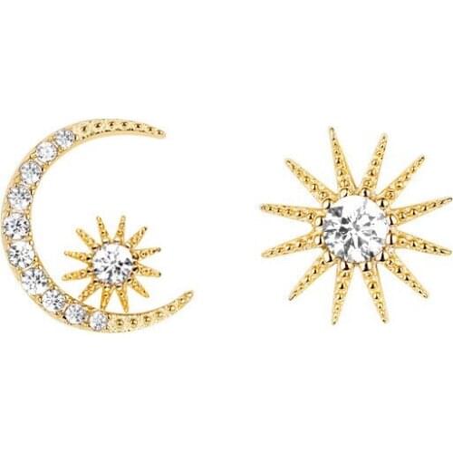 MENGYI Kpop Charm Unusual Earring Set Womens Asymmetric Moon/Sun 9 2 5 Stud Earrings Girl Fashion Delicate Outer Banks Jewelry