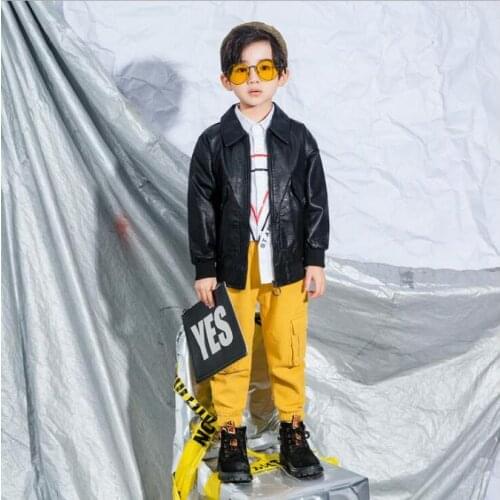 Boys Clothing Sets Autumn New Boys Faux leather coat + shirts + jeans 3pcs Outfit Kids Boys Clothes Suit For Children Clothing