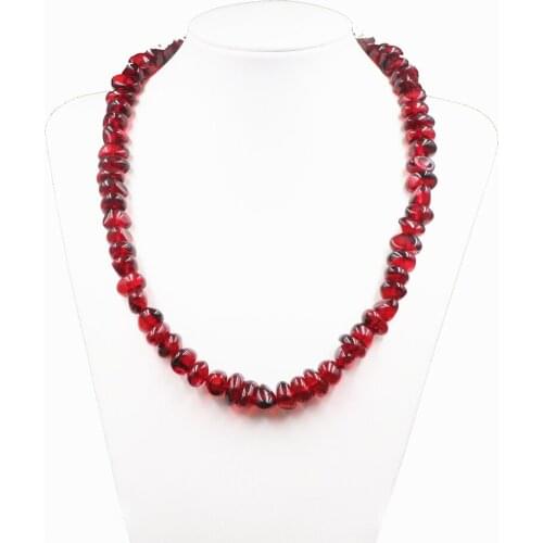 Red Faux Resin Ambers Necklace Womens Fashion Versatile Irregular Bead String Necklaces Elegant Strand Chain Gifts Jewelry B342