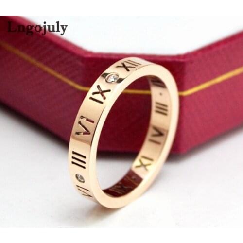 Hot Sale Women Titanium Steel Rings Jewelry RoseGold WhiteGold Titanium Rings For Women Girlfriend Anniversary Party Jewelry