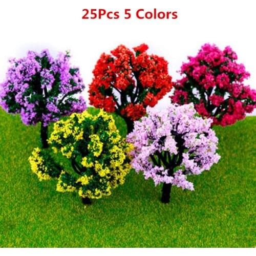 25Pcs 5Colors 7.5cm Flower Trees Model for Sand Table Model Trees Micro Landscape for DIY Hobbies