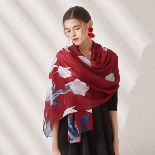 Fashion Silk Scarves and Shawls Floral Print Wraps Large Hijab Scarf For Women 185*85cm Long Beach Shawl Neck Scarfs For Ladies