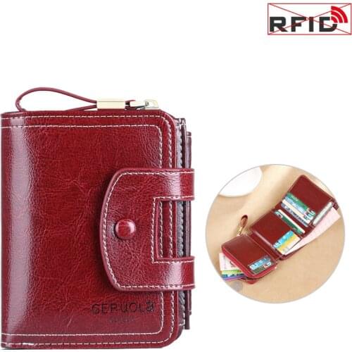 Fashion Luxury Female Wallet Genuine Leather Wallet Women RFID Anti Theft Business Card Holder Zipper Purse Bag Wallet Woman