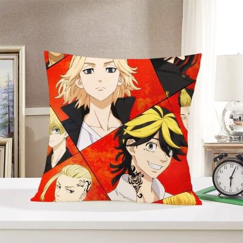 Anime Tokyo Revengers Print Pillowcase for Home Sofa Car Decor Soft Plush Cushion Cover Fall Decorations Fashion Pillowcase