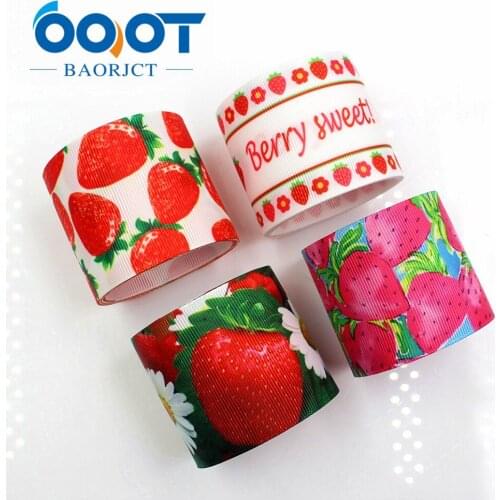 OOOT BAORJCT 183178 50mm 10yards Fruit strawberry Ribbons Thermal transfer Printed grosgrain Wedding Accessories DIY material