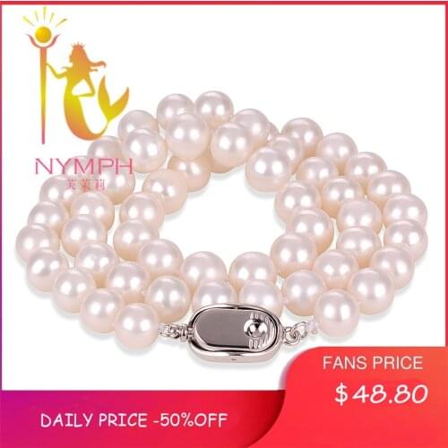 NYMPH Pearl Jewelry Natural Freshwater Pearl Necklace 8-9mm Round Collar Beads Stone Gift With Box Wedding Party For Women x221