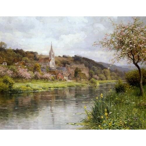 Scenery Oil painting Seine River Embroidery Needlework Sets 14CT Counted Unprinted DIY Cross Stitch Kits Handmade Arts Decor