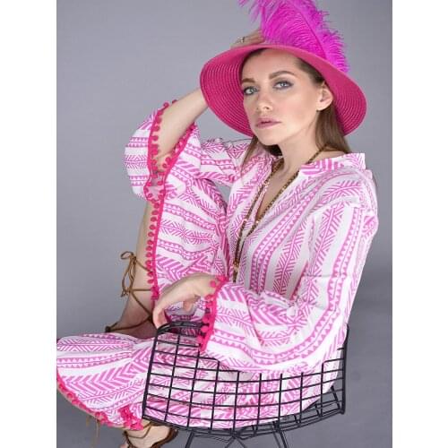 Aztec Pattern Pompom Short Spring And Summer Very Cute Dress For Women 2021 New Fashion Holiday Wear With 6 Color Options