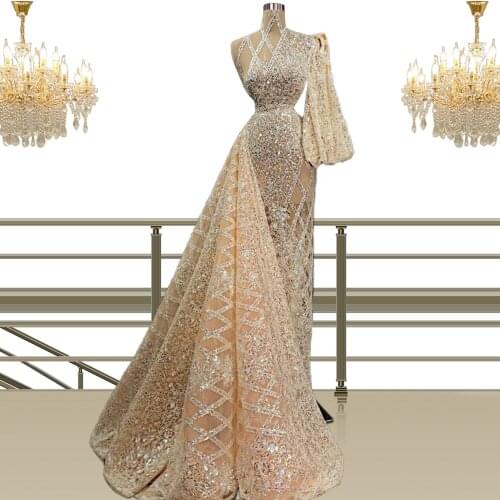 Floria Prom Dresses 2021 New Womens Party Gown One-Shoulder Female Clothes Plus Size Turkish Kaftans for Special Occasion CXF73