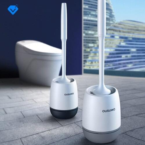 Silicone Toilet Brush With Soft Bristle Bathroom Toilet Bowl Brush And Holder Set Constructed Of Durable Thermo Plastic Rubber