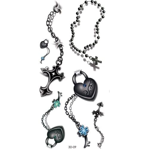 Lock of My Heart 3d Temporary Tattoo Body Art Flash Tattoo Sticker 20*10cm cross Henna Tatoo Selfie Fake Tattoo Sticker