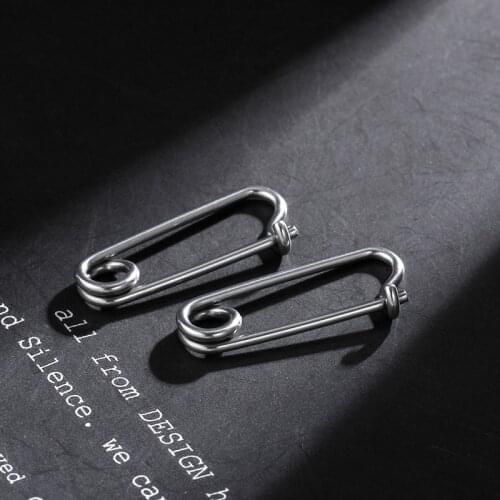 1Pair Paper Clip Shape Ear Buckle Earrings Creative Simple New Gift for Female Lady Madam Women Men Stainless Steel Jewelry 2021
