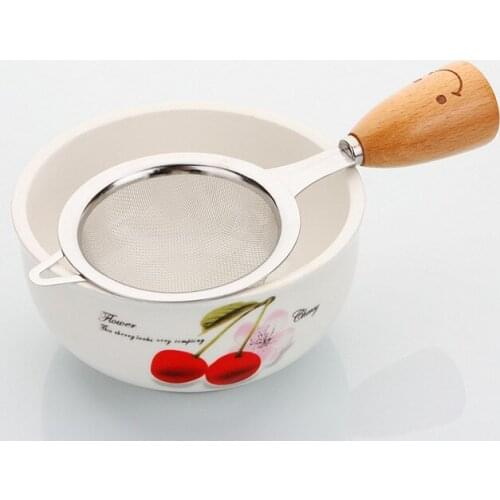 1PC S/Steel Kitchen Pastry Baking Tools Mesh Wire Flour Handheld Screen Mesh Strainer Flour Sieve with Wood Handle KX 143