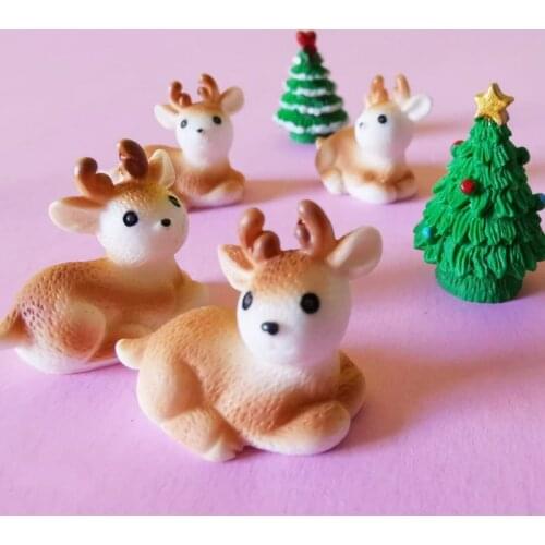 10 pcs deer/miniatures/lovely cute/fairy garden gnome/moss terrarium decor/crafts/bonsai/diy doll house/figurine/model/toy
