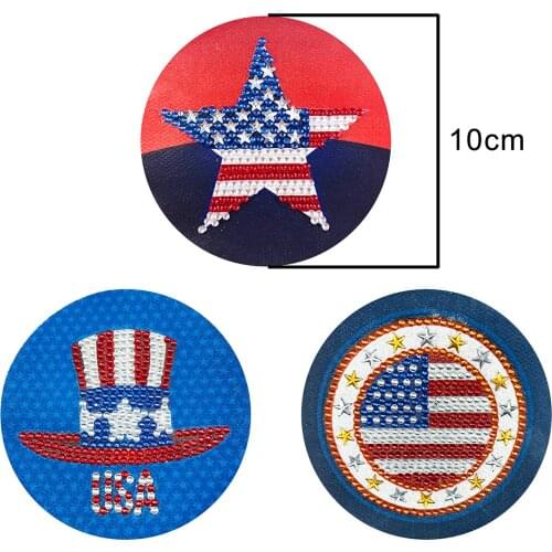 3pcs Backpack Clothing Velcro American Star Stripe Flag Diamond Painting Epaulette Badge