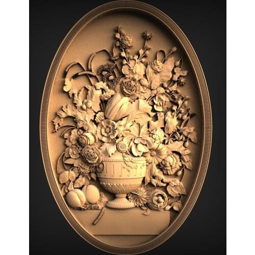 3d model Oval frame decorative vase flower STL relief model for CNC Router Carving Machine Artcam aspire_home decoration