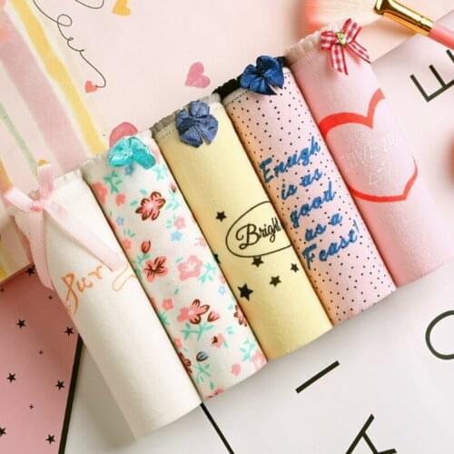 4Pcs/lot Panties Women Underwear Briefs Breathable Underpants Girls Soft Panty waist size girls briefs T81-4