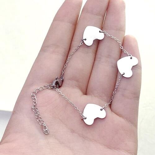 5pcs/Lot High Qualtiy Stainless Steel Fashion Women Jewelry Heart Bracelets for Girls Gift Steel Color