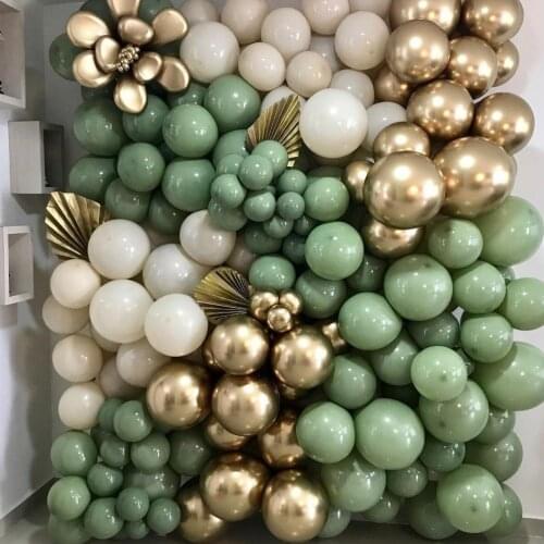 50pcs 5/10inch Retro Olive Green Bean Paste Gold Latex Balloon Wedding Birthday Party Baby Shower Decor Garland Ballon Suppl