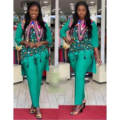 Dashiki African 5 Colors New Fashion Suit (Dress and Trousers) Suit African For Lady(LSTZ02#)