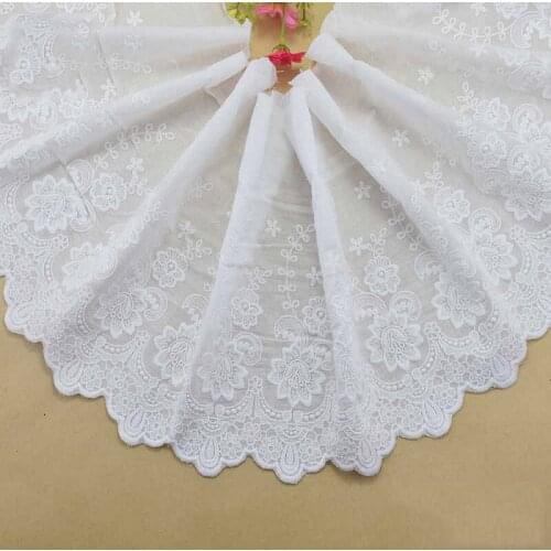 Multi Size White Cotton Lace Cloth Trim Embroidered Fabric For DIY Sewing Craft Clothing Curtain Decoration Accessories