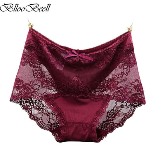 BllooBeell Womens Lace Underwear Panties Girls Sexy Briefs Cotton Crotch High Mid-Rise Ladies Lingerie Hollow Out Large L-XXL