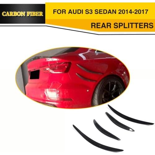 Carbon Fiber Rear Bar Side Fins Trim Fit For Audi S3 Bumper Sedan 4-Door 2015