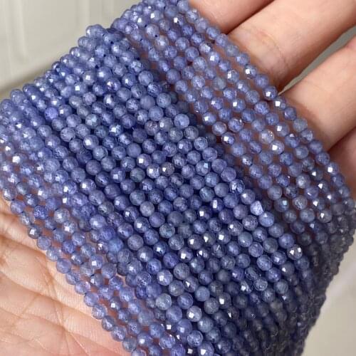Royal Blue Natural Tanzanite Faceted Beads 3mm Cutting Loose Tanzanite Beads for Jewelry Making