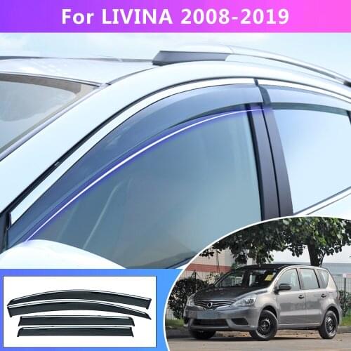 For Nissan Livina L10 L11 2008-2018 Smoke Window Sun Rain exterior visor Deflector Guard Car Accessorie 4pcs Auto Decoration