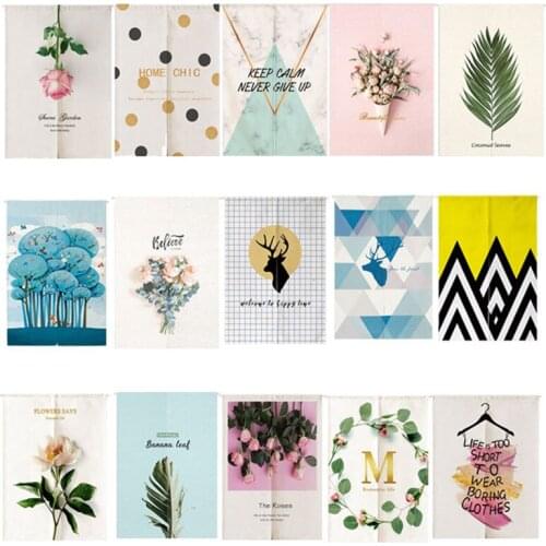 Cotton Door Curtain Partition Decoration Curtain Leaves Pattern Household Kitchen Bedroom Toilet Curtain Without Fading